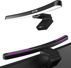 Geisofu Monitor Light Bar Curved with RGB Backlight,Computer Screen Lamp for Eye Caring,Dual Light Source with Touch Control Timed Computer Light Bar,Gaming Accessories for Home Office Game
