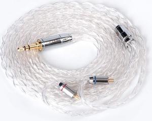 H HIFIHEAR KBEAR 8 Core Silver Earphone Cable 2pin 0.78mm Replacement Cable with 3.5mm Headphone Cable Plug for ES4 ZST ZSN ZS3 ZSR C10 C04 CA4 AS10 ZS10 C12 C16 V80 V90 KB06(2PIN 3.5MM)