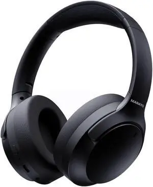 MANAYO Active Noise Cancelling Bluetooth Over Ear Headphones, Foldable and Rotatable Wireless Wired ANC Headphones with Microphone for Cell Phone,Laptop, 150 hours playtime, Bluetooth 5.3v