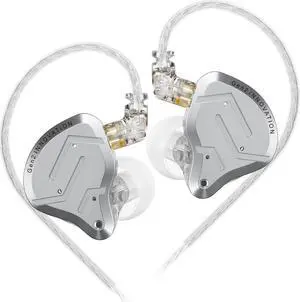 KZ ZSN Pro 2 in-Ear Monitors Headphones Metal Earphones 1BA+1DD Hybrid Technology HiFi Bass Clear Sound IEMs Noise Cancellation Earbuds Wired for Musicians Singer Audiophile(Silver,No Mic)
