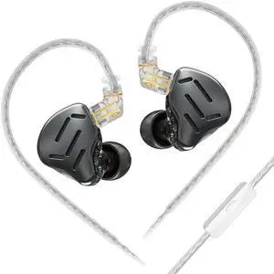 KZ Zax in-Ear Monitors Headphones 7BA+1DD Hybrid 16 Drivers HiFi Earbuds Wired,Zin Alloy Shell Metal IEM Earphone with 3.5mm Jack Detachable Cable for Singer Musician Audiophile (Zax Black, with Mic)