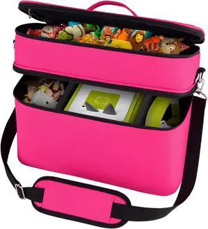 Bevegekos Tonies Carrying Case for Toniebox Starter Set, Storage Travel Carrier Bag for Audio Player, Figures, Charging Station & Headphones, Box only (Large, Rosy Red)