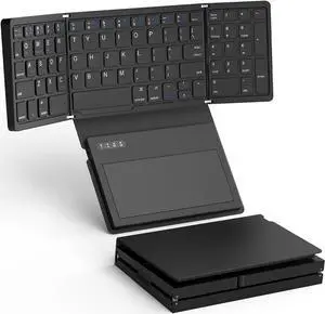 MOSHOU Foldable Wireless Keyboard, Portable Full Size Folding Keyboard with Touchpad, Rechargeable Keyboard Wireless Travel Keyboard for Windows, iOS, Android, Mac