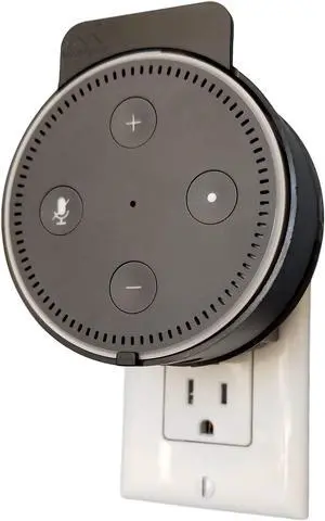 Dot Genie Deluxe Mount for  Echo Dot 2nd Generation Alexa: The Simplest and Cleanest High-End Outlet Wall Mount Hanger Stand for Kitchen and Bathroom Speakers (Black)