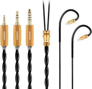 BlackSoul Silver Plated 5-Element Alloy and Rare Earth Alloy IEM Cable, HiFi Earphone Wired Upgrade Cable, 2.5mm/3.5mm/4.4mm Replacement Plug with MMCX/0.78mm 2PIN Removable Connector for Audiophile