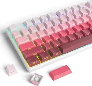 iRoboosta Cherry Profile Side Printed PBT Keycaps, 135 Key Minimalist Double Shot Shine Through Custom Keycap, Gradient Keycap for Cherry Gateron MX Switches Mechanical Keyboard (Rouge/Side Print)