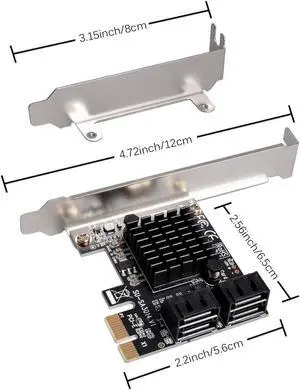 SATA Card 4 Port with 4 SATA Cables, 6 Gbps SATA 3.0 Controller PCI Express Expression Card with Low Profile Bracket Support 4 SATA 3.0 Devices