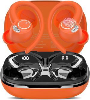Wireless Earbuds Bluetooth 5.3 Headphones Sport, 2024 Wireless Earphones with Earhooks, HiFi Stereo Deep Bass with ENC Mic, 40H Dual LED Display, IPX7 Waterproof Ear Bud for Small Ear Running/Workout