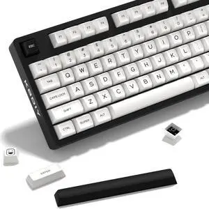 KBDiy Bow SA Profile PBT Double Shot Keycap Set,160 Keys Black and White Custom Key Caps Keycaps 60 Percent for 61/64/68/84/87/100/104/108 Mechanical Keyboard