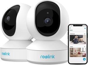 REOLINK Home Security Camera System, 3MP HD Plug-in Indoor WiFi Pan Tilt Pet Camera, Baby Monitor, Night Vision, 2 Way Audio, Smart Human/Pet Detection, Local microSD Card Storage, E1(2 Pack)