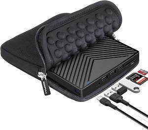 ROOFULL External CD DVD Drive Player Burner USB 3.0 Portable CD/DVD-ROM +/-RW Optical Disk Drive with 4 USB Ports + 2 SD/TF Card Reader + Carrying Case for Laptop PC Windows Mac Linux Computer