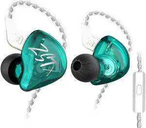 Kinboofi KZ ZSTX in Ear Headphone, 1BA 1DD HIFI Earphone with Hybrid Driver High Fidelity Sound IEM Headset with Detachable Cable (with Microphone, Cyan)