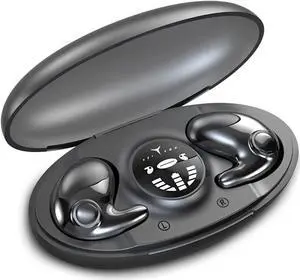Rehoria Invisible Sleep Earbuds, Sleeping Headphones for Side Sleepers Built-in Mic, Ear Buds for Sleeping with Type-C Fast Charging Case (Black)