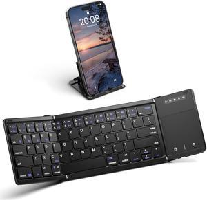 Foldable Bluetooth Keyboard, Portable Wireless Folding Keyboard with touchpad, Travel Pocket for iOS, Mac OS, Android, Windows Laptop Tablet Smartphone (BT5.1 x 3)