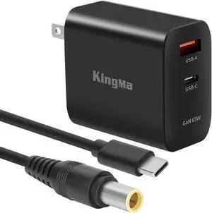 King Ma Laptop Charger 65W PD Wall GaN Charger with 1.5m Fast Charging Cable for Lenovo T420 E40 SL410k E420 R400 R61 X60S X60T X61S X61T X200 X201i X220 X230