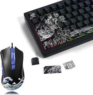 XVX Shine Through Keycaps - PBT Dye Sub Keycap Set, Side Print Keycaps + Wired Gaming Mouse