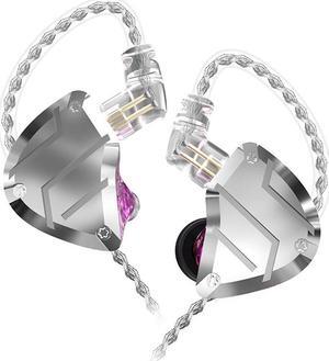 CCA C10PRO in-Ear Monitors, 4BA+1DD Hybrid HiFi Stereo Sport IEM Wired Earphones/Earbuds/Headphones with Detachable Cable 2Pin for Musician Audiophile (Silver Purple without Mic)