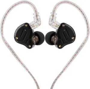 Linsoul KZ ZS10 Pro, 4BA+1DD 5 Driver in-Ear HiFi Metal Earphones with Stainless Steel Faceplate, 2 Pin Detachable Cable (with Mic, Dark Black)