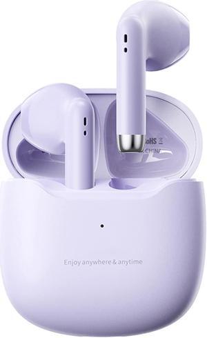 True Wireless Earbuds Purple Bluetooth 5.3 with Microphone for Working Out Noise Canceling Blue Tooth Ear Buds Deep Bass TWS Wireless Earphones with Charging Case in Ear Headphone for iPhone Android