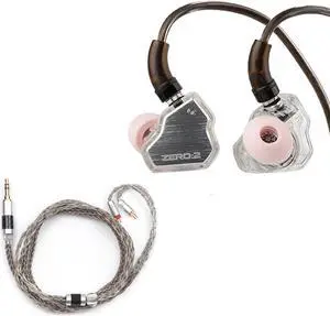 Linsoul 7Hz x Crinacle Zero:2 in Ear Monitor(Silver + Tripowin Zonie IEM Cable(2pin-0.78mm, 3.5mm, Grey)