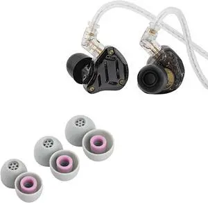 Linsoul KZ ZS10 PRO 2 1DD+4BA in Ear Monitor IEM(Black, without Mic) + Kiwi Ears Flex Earbud Tips, 3 Pairs, S/M/L Size