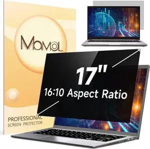 Mamol Laptop Privacy Screen 17 Inch for 16:10 Widescreen Display, Anti Blue Light Glare Privacy Filter, Removable Laptop Screen Privacy Shield 17 in, Anti-Scratch Screen Protector