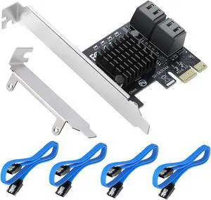 PCIe SATA Card 4 Port,PCI Express to SATA 3.0 Ports Expansion Controller Boot as System Disk for Desktop PC Support SSD and HDD with Low Profile Bracket and 4 SATA Cable