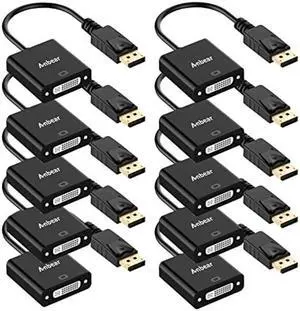 Anbear DisplayPort to DVI Adapter 10PACK, Display Port to DVI-D Adapter (Male to Female) Compatible with Computer,Desktop,Laptop,PC