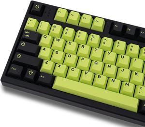 Black Green Keycaps Set 132 Keys Cherry Profile Doubleshot Custom Keyboard Keycaps for 60% 65% 70% 75% 100% Cherry Gateron MX Switches Mechanical Keyboards