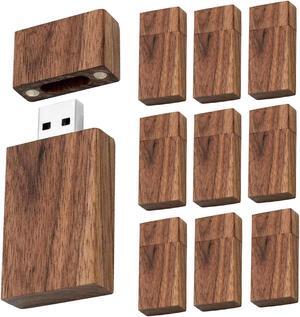 2GB Wood USB Flash Drives 10 Pack TATMOHIK 2.0 USB Drives Bulk 2GB Thumb Drive Pack Walnut Shell Design with little magnet, Jump Drive Pack, Memory Sticks, Pen Drives(10 Pack-Walnut)