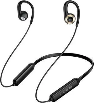 NANAMI Open Ear Headphones, Wireless Headphones Bluetooth Earbuds 15H Playtime, Crisp Stereo Sound Headset, IPX5 Waterproof Sports Neckband, Bluetooth 5.3 Earphones with Earhooks for Workout Running
