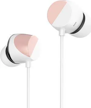 TUNAI Piano Audiophile Earphones - Hi-Res Earbuds with Dual Drivers for Incredible Balanced Sound and Clear Treble - Great for Workouts at The Gym, Sports, Listening at Home (Rose Gold)