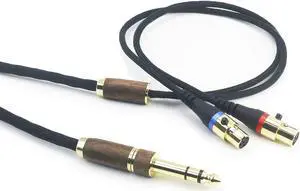 NEW NEOMUSICIA Replacement Audio Upgrade Cable Compatible with Audeze LCD-2 LCD-4 LCD-3 LCD-X LCD-XC Headphone 6N OCC Copper Silver Plated Cord with 6.35mm Adapter Walnut Wood Shell