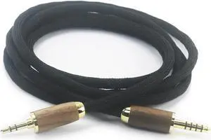 NewFantasia 4.4mm Balanced Male 5 Pole Connector to 3.5mm 1/8" TRS Stereo Male Audio Cable 6N OCC Copper Single Crystal Silver Plated Wire Walnut Wood Shell 3.5mm Stereo Male to 4.4mm Balanced Male