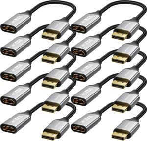 UANTIN 10-Pack Display Port to HDMI 4K Adapter | Braided DP DisplayPort Male to HDMI Female Uni-Directional Converter for PC Dell HP AMD NVIDIA Laptop HDTV Monitor and Other Passive
