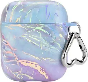 Velvet Caviar compatible with AirPods Case 2nd and 1st Generation - Cute Protective Hard Cover for Women - Holographic Pink Blue Marble