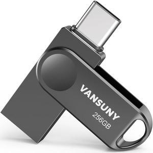Vansuny 256GB Dual USB Type-C Flash Drive 2 in 1 OTG USB 3.0 Thumb Drive UDP-Tech Waterproof Metal Pen Drive for iPhone 15,Android Smartphones,Tablet,Laptop,PC