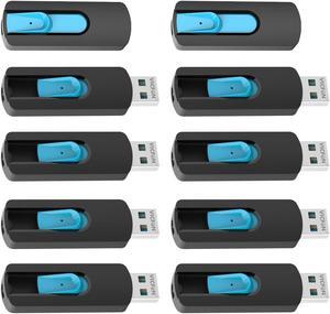 VICFUN 10 Pack 1GB USB Flash Drives USB 2.0 Flash Drive Slide Retractable USB Memory Stick 1GB, Cyan