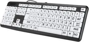 104 Keys Large Print Keyboard, Wired USB Computer Keyboard with Oversized Print Letters for Low Vision, Elderly, Seniors, Visually Impaired