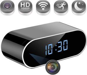 Pelay Hidden Camera Clock HD 1080p WiFi Alarm Clock Spy Cameras Wireless Nanny Cam Video Recorder Real-Time with Motion Detection/Loop Recording for Home Security, No Audio