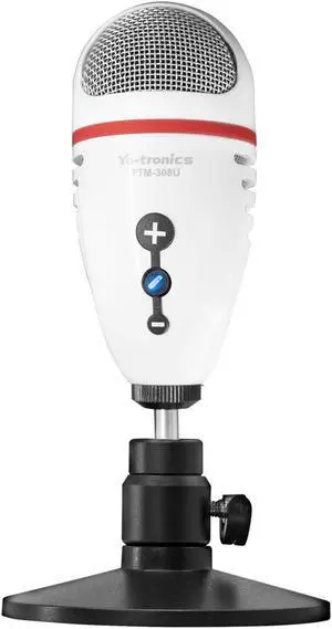 YO-TRONICS USB Condenser Podcasting Microphone PC Mic with Desktop Base for Live Streaming, Recording,Gaming, White