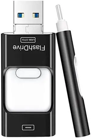 Flash Drive for iPhone 256GB, 4 in 1 USB Type C Memory Stick, Photo Stick External Storage Thumb Drive for iPhone iPad Android Computer, Dark Black
