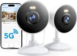 [5G & 2.4G] Indoor/Outdoor Security Camera for Home, Baby/Elder/Dog/Pet Camera with Phone App, Wi-Fi Camera w/Spotlight, Color Night Vision, 2-Way Audio, 24/7, SD/Cloud Storage, Work w/Alexa, 2Pack