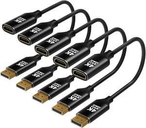 4K Display Port to HDMI Adapter 5Pack,Unidirectional DP to HDMI 2K@60Hz 1080P@120Hz UHD Cable Nylon Braided Aluminum case Converter(Male to Female) Compatible for Dell, Lenovo, HP,GPU, AMD