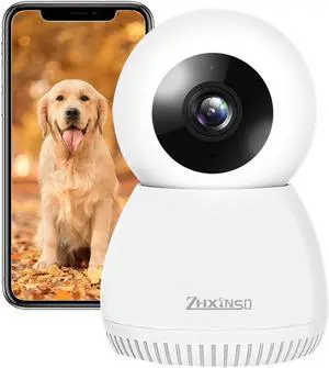ZHXINSD Indoor Pan Tilt Security Camera, 1080p HD Dog Pet Camera with Phone App 2.4GHz WiFi Cameras for Home Security Baby Monitor, Motion Detection, 2 Way Talk SD & Cloud Storage Works with Alexa