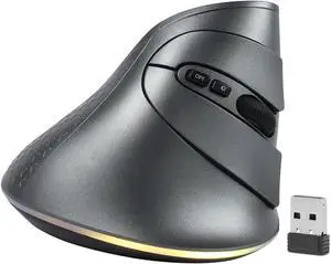 Samudgate 2.4G Wireless Mouse Ergonomic Vertical Mouse Bluetooth Mouse RGB Optical Mouse with USB Receiver 7 Buttons 4 Adjustable DPI Cordless Computer Mice for PC Laptop Desktop,Grey
