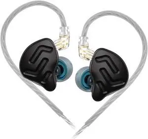 erjigo KZ ZNA in-Ear Monitors, Upgraded Dynamic Hybrid Dual Driver Earphones, HiFi Stereo IEM Wired Earbuds/Headphones with Detachable Cable for Musician Audiophile (Black, without mic)