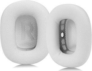 Sinowo Ear Cushions for Apple AirPods Max Headphones Replacement Leather Earpads Sweat Proof Ear Cups Cushion Easy to Install with Magnet, Protein Leather and Memory Foam(Silver)