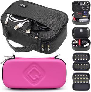 sisma Travel Cords Organizer Universal Small Electronic Accessories Carrying Bag Special Edition + QUENZROC USB Flash Drive Case Pink