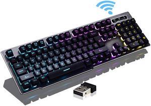 Backlit Keyboard,2.4Ghz Wireless Fast-Charging Keyboard Suspended Keycap Illuminated Mechanical Feel Gaming Keyboard 104 Keys for Laptop Desktop PC (Black)
